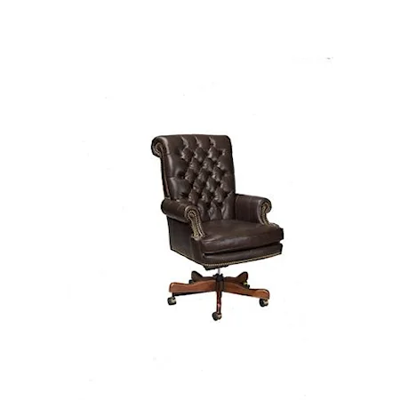 Chester Office Chair with Exposed Wood Rolling Feet and  Upholstered arms